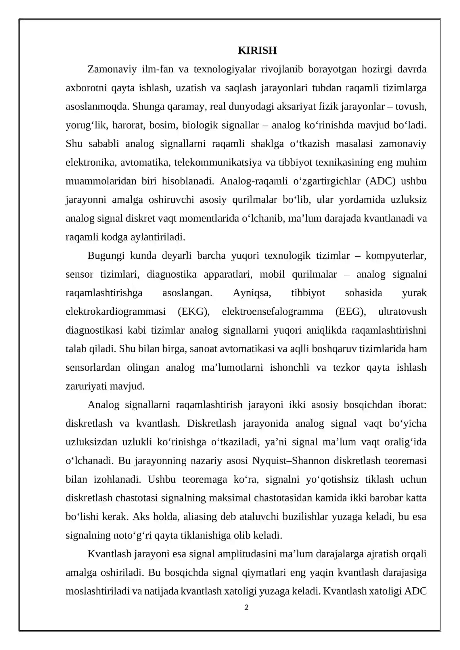 Analog-raqamli o'zgartirgich (ADC) 2