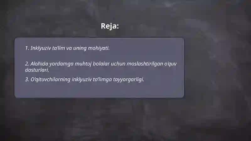 Alohida yordamga muhtoj bolalarning inklyuziv ta’limi 2