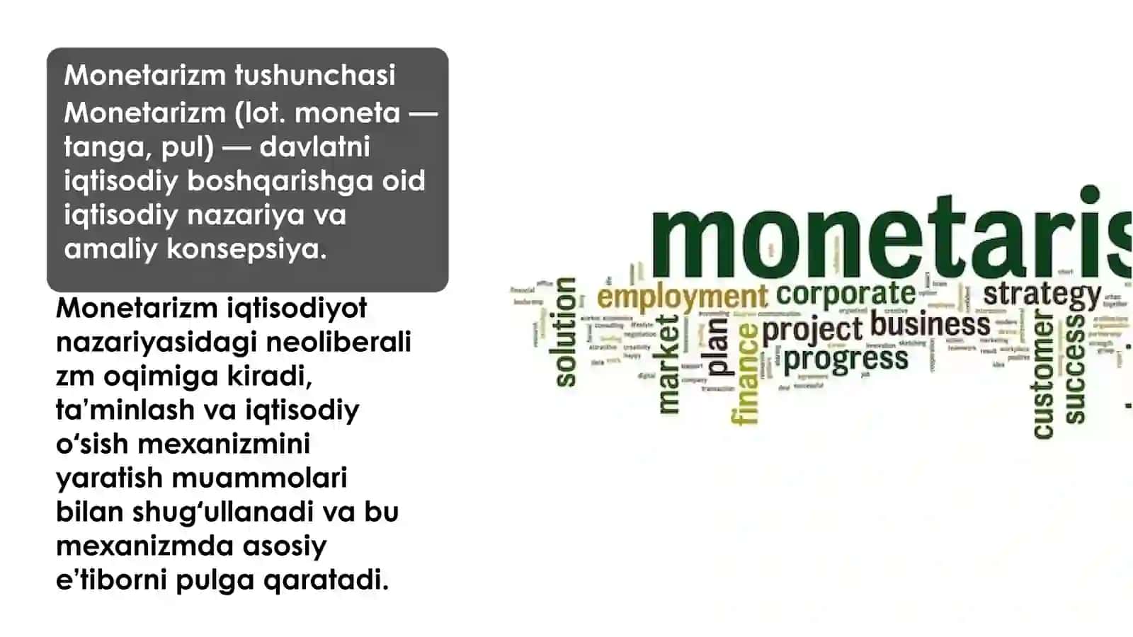 Monetarizm.Institutsionalizm. Neoliberalizm 2