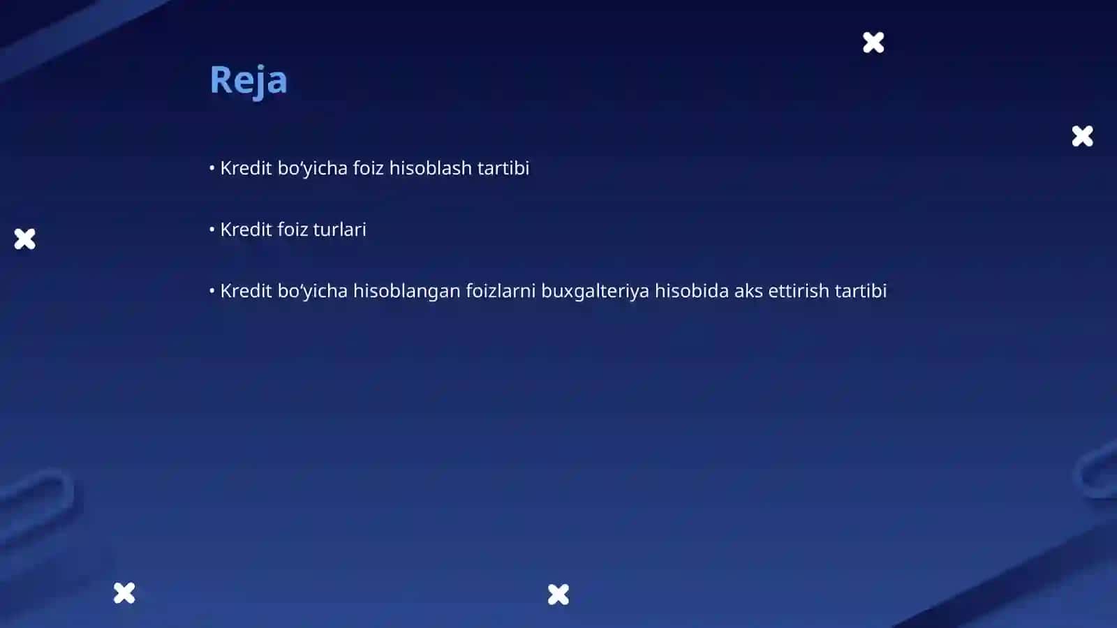 Kreditlar boʻyicha foiz hisoblash tartibi va Kredit foiz turlari 2