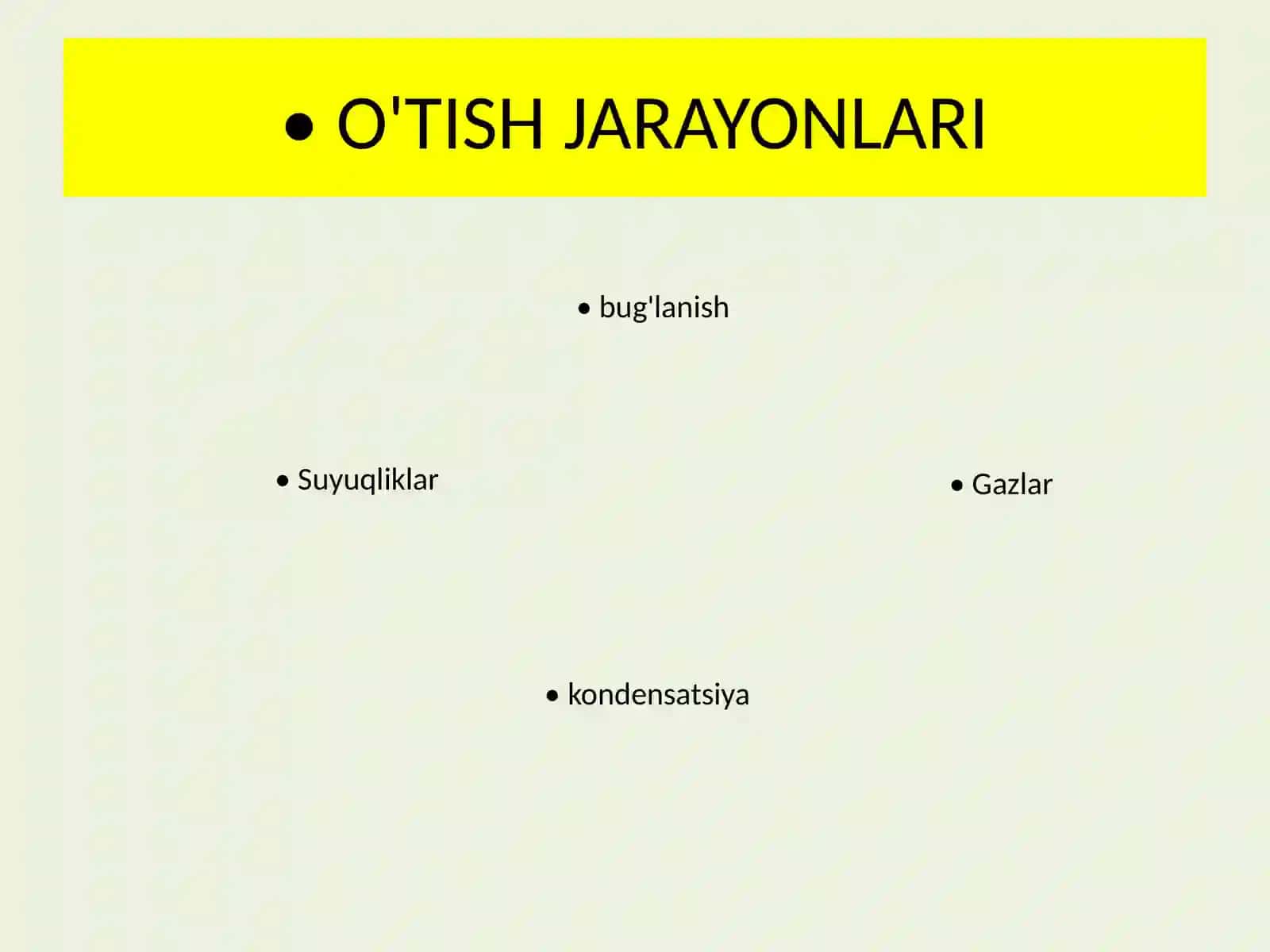 Fizika - Suyuqliklar va gazlarning o'zaro aylanishi (10-sinf) 2