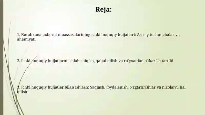 Kutubxona axborot muassasalarining ichki huquqiy hujjatlar tizimi 2