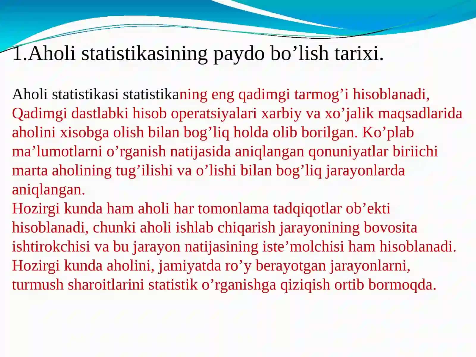 Аholi statistikasi 2
