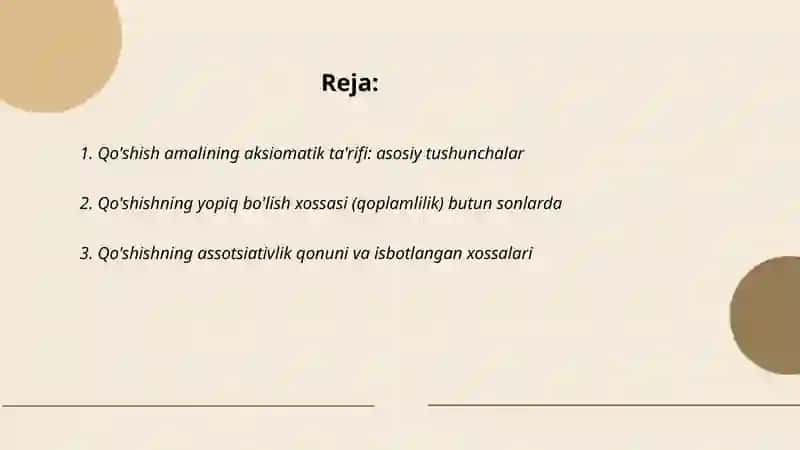 Nomanfiy butun sonlarni qo'shish amalining aksiomatik ta 'rifi 2