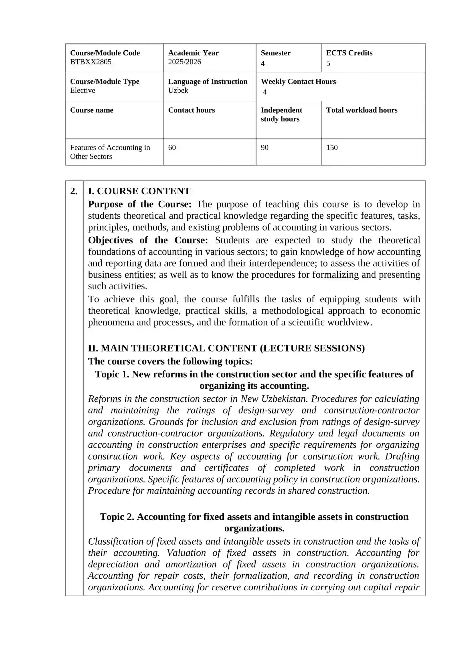 Features of Accounting in Other Sectors 2