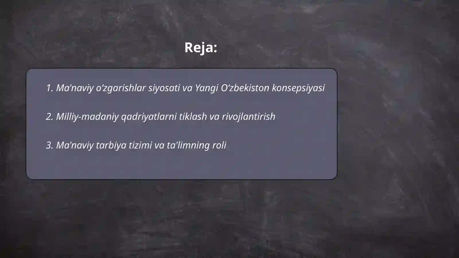Ma'naviy oʻzgarishlar: Yangi Oʻzbekiston 2