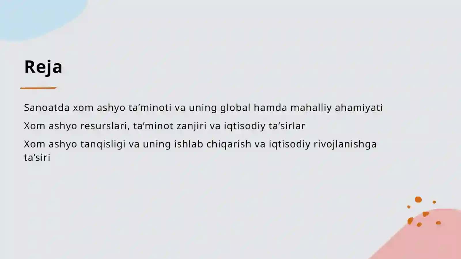 Xom ashyo ta’minoti va iqtisodiy ta’siri 2