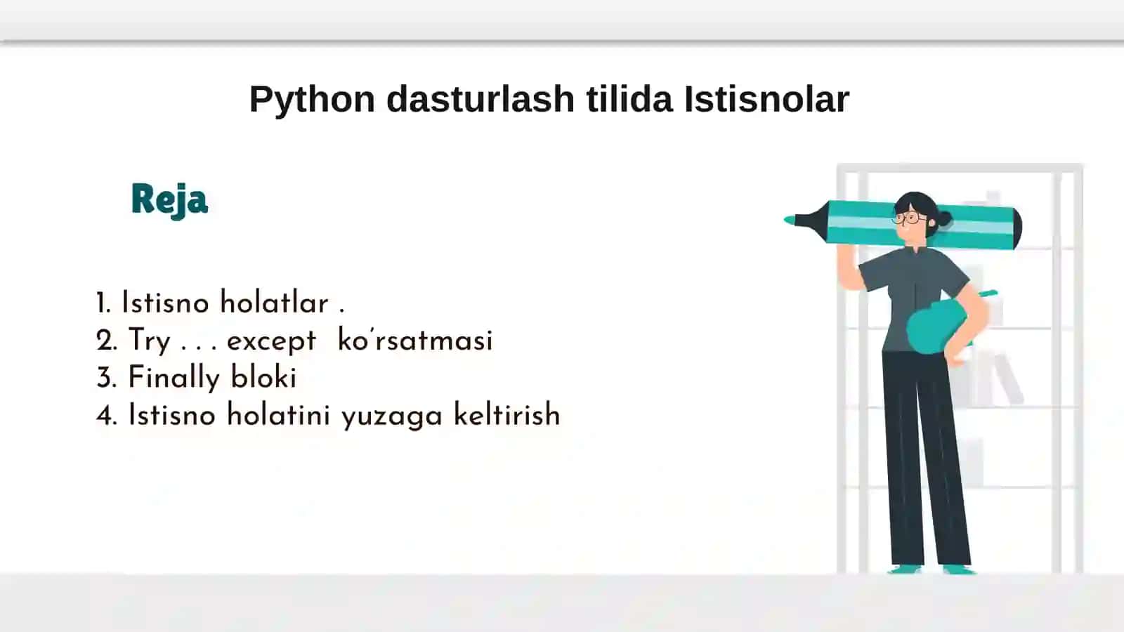 Python dasturlash tilida Istisnolar 2