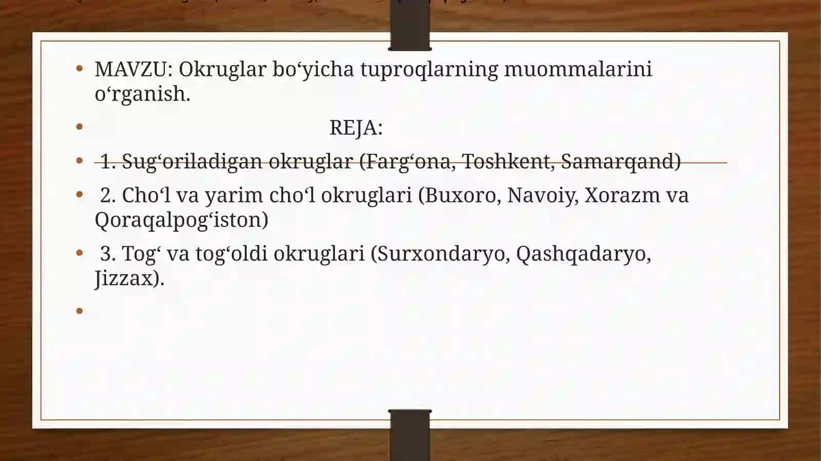 Okruglar boʻyicha tuproqlarning muammolarini oʻrganish 2