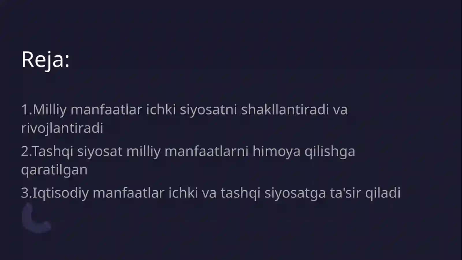 Milliy manfaatlar va ularga mos keladigan ichki va tashqi siyosat 2