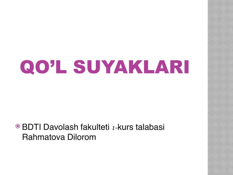 Qo'l suyaklari 2