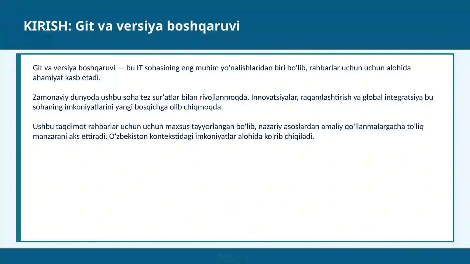 GIT VA VERSIYA BOSHQARUVI 2