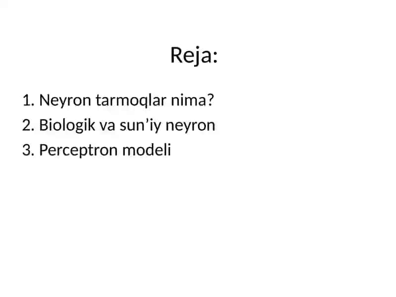 Neyron tarmoqlar metodi 2
