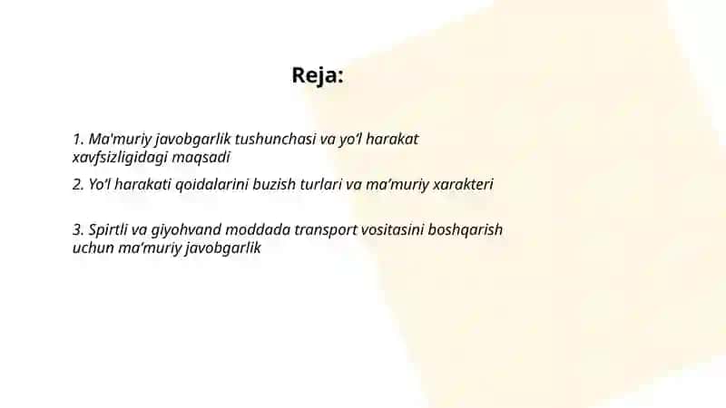 Harakat xavfsizligi sohasida ma'muriy javobgarlik 2