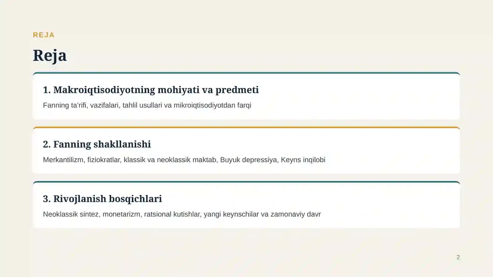 Makroiqtisodiyot fanining shakllanishi varivojlanishbosqichlari 2