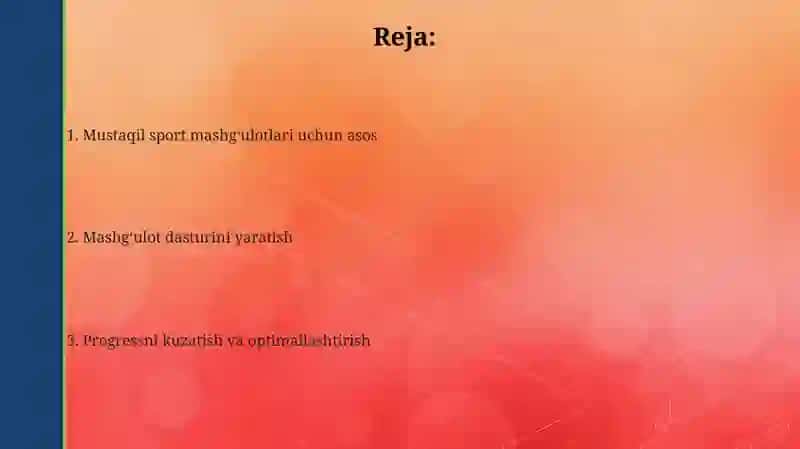 Mustaqil sport mashg‘ulotlari uchun asos 2