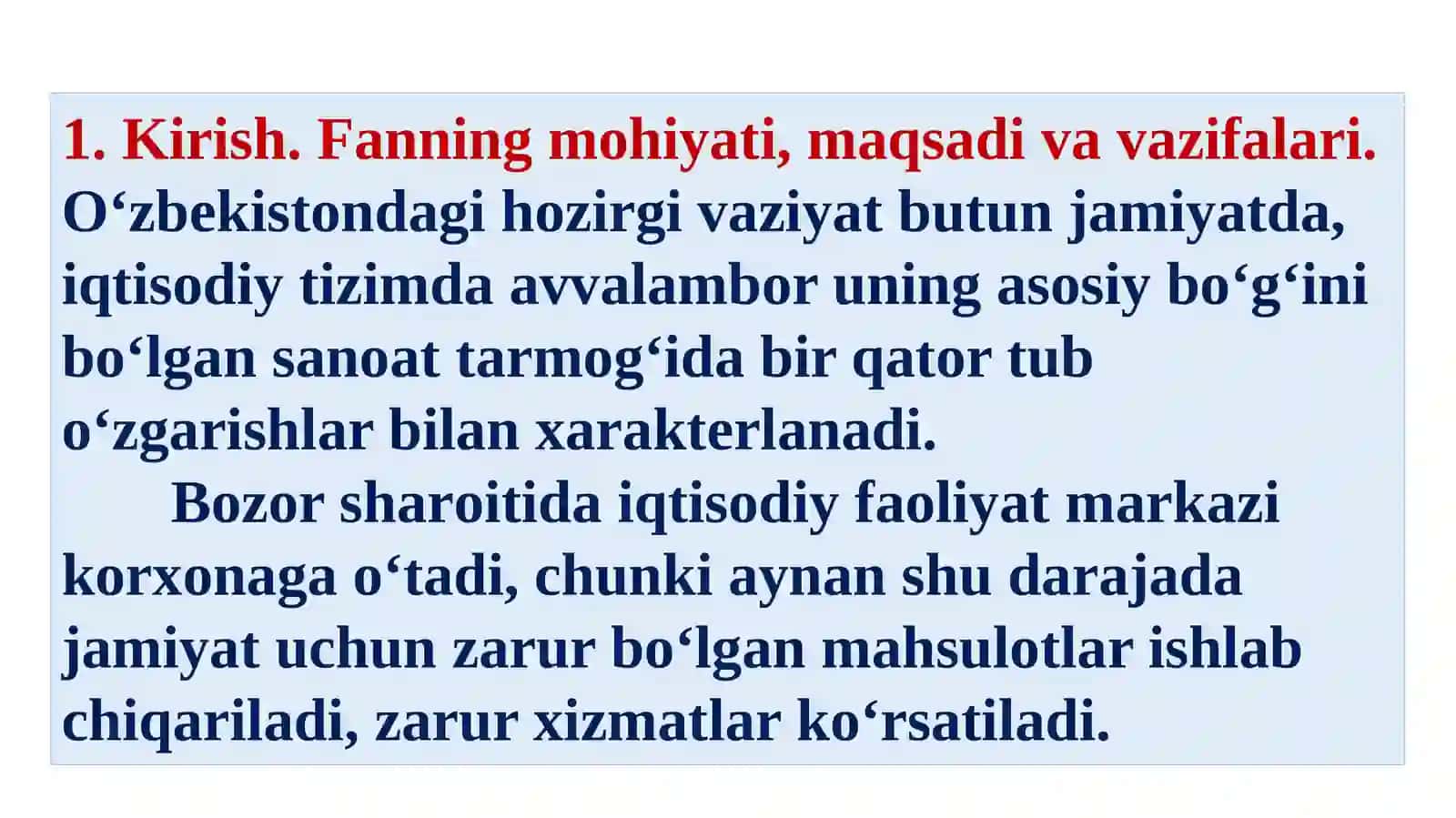 Amaliy mashg’ulot. Korxonalarning tashkiliy-xuquqiy shakllari 2