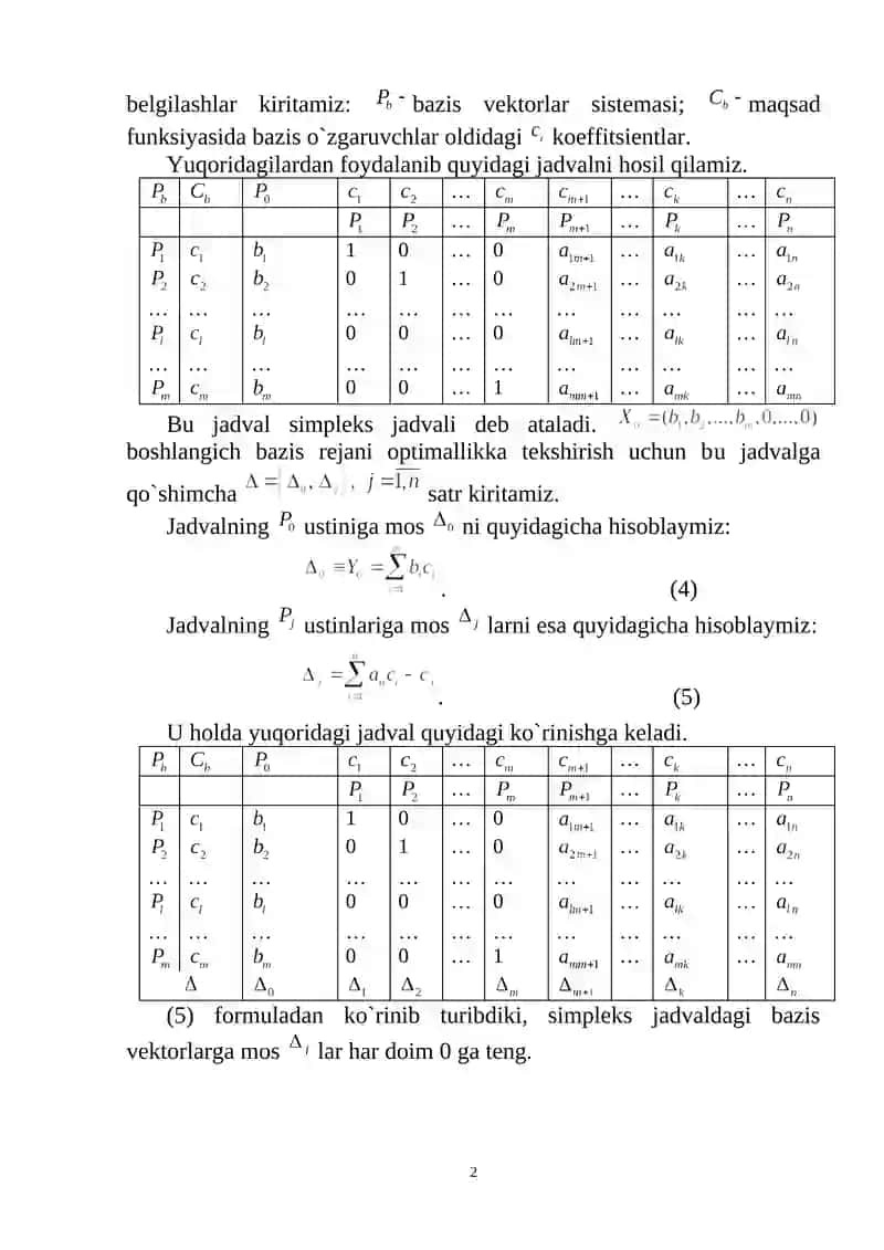 Simpleks (Dansig) usuli 2