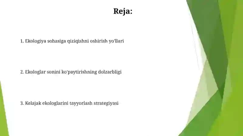 Ekologiya sohasiga yoshlarni jalb qilish strategiyasi 2