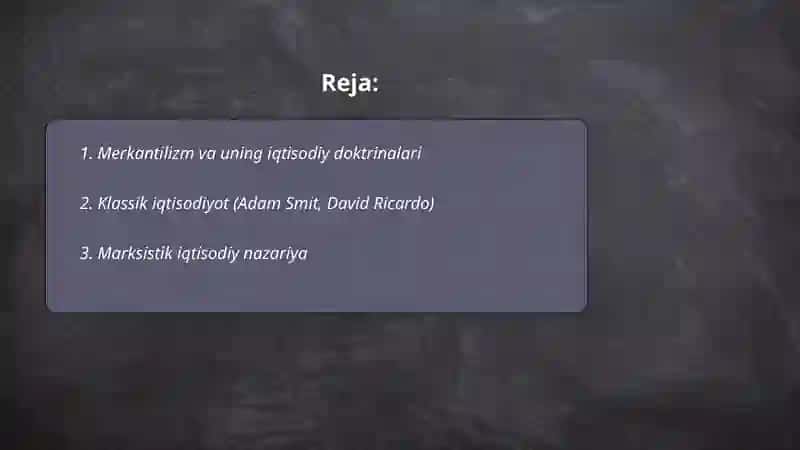 Iqtisodiy ta'limodlar va nazariyalar 2
