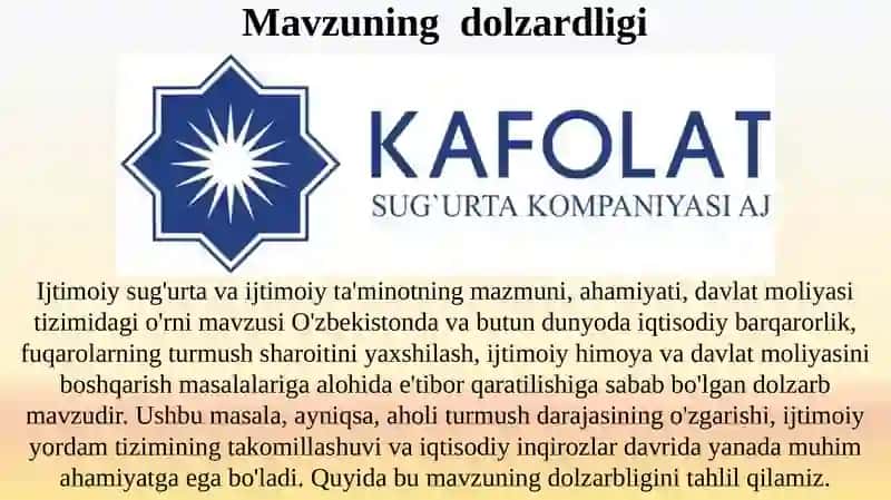 Ijtimoiy sug'urta va ijtimoiy ta'minotning mazmuni, ahamiyati, davlat moliyasi tizimidagi o'rni 2