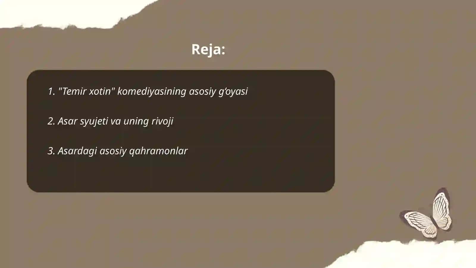 "Temir xotin" komediyasi umumiy tahlili 2