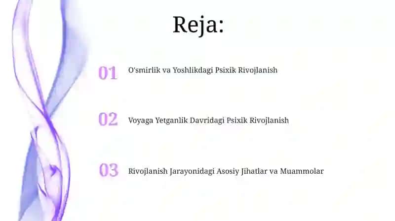 O'smirlik va Yoshlikdagi Psixik Rivojlanish 2