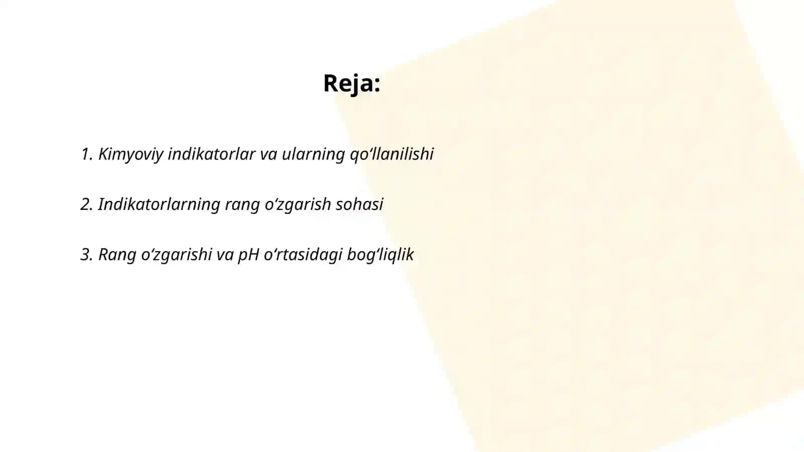 Indikatorlarning rang oʻzgarish sohasi 2
