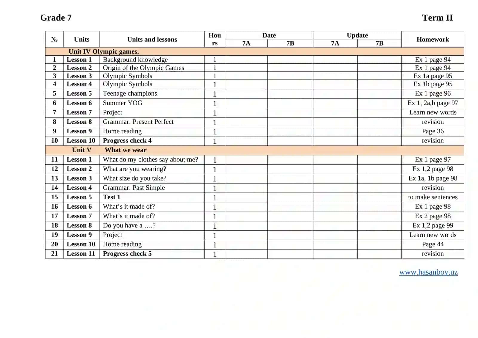 Grade 7 Term I 2