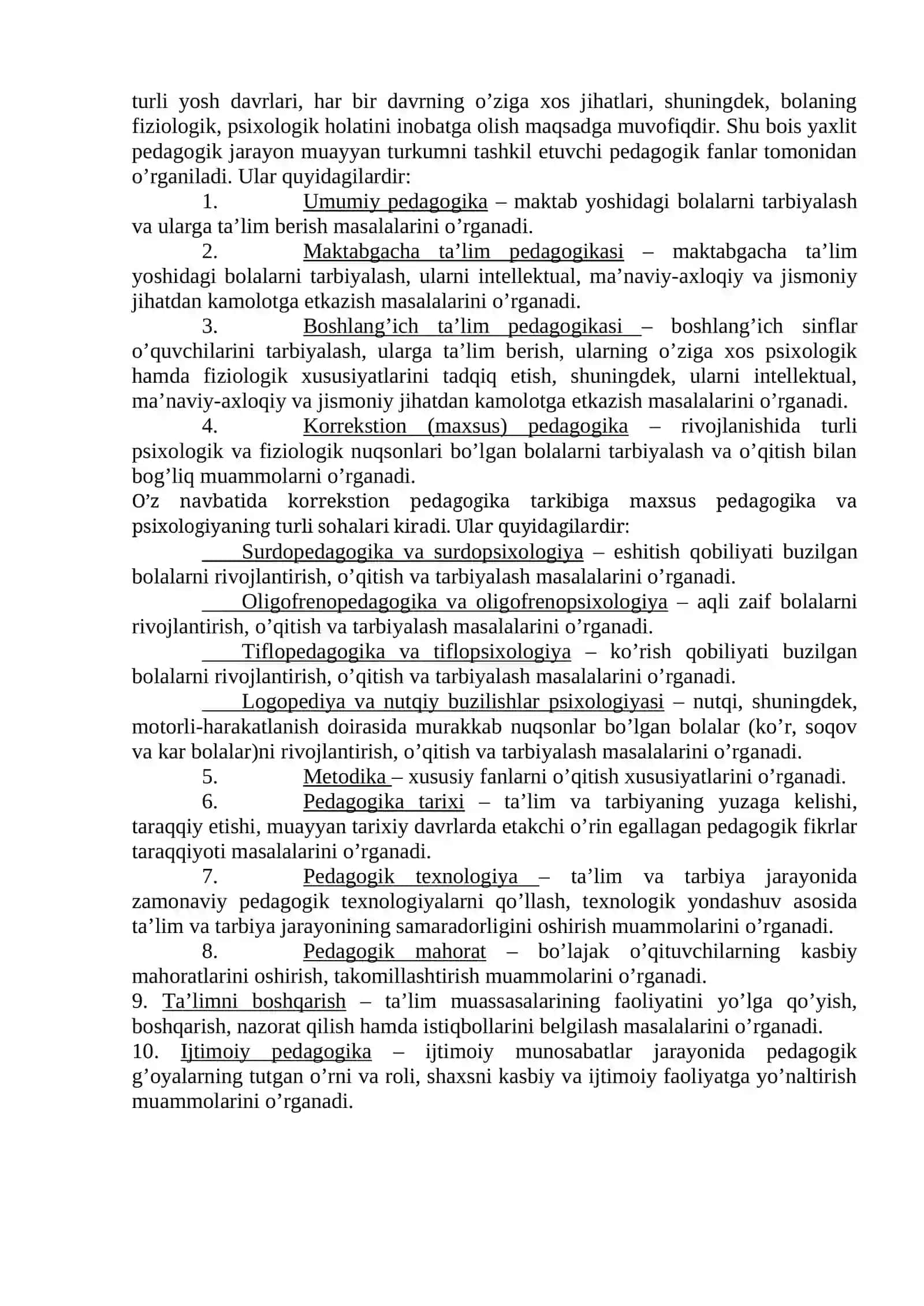 Pedagogikaning boshqa fanlar bilan aloqasi 2