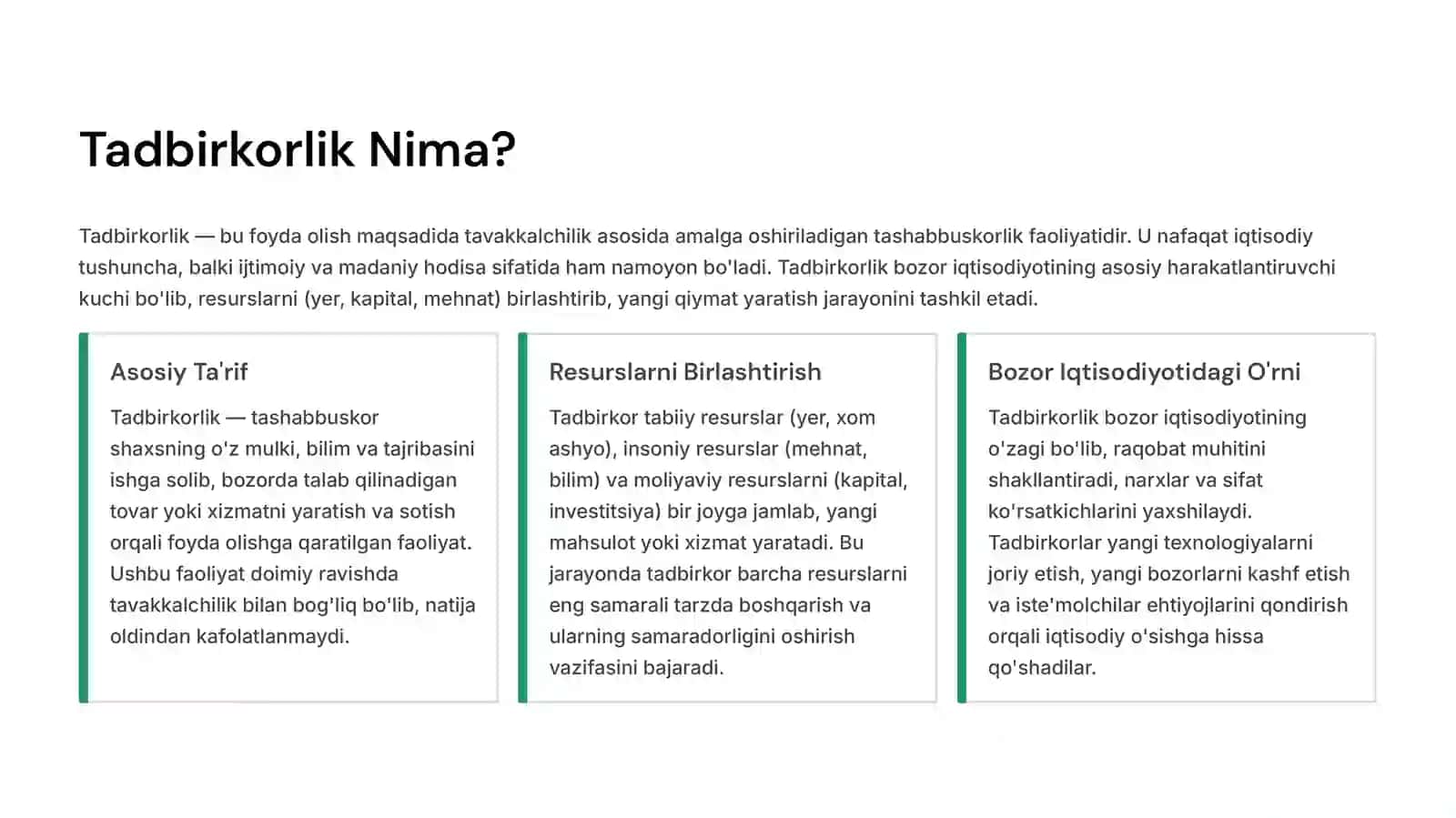 Tadbirkorlik asoslari 2