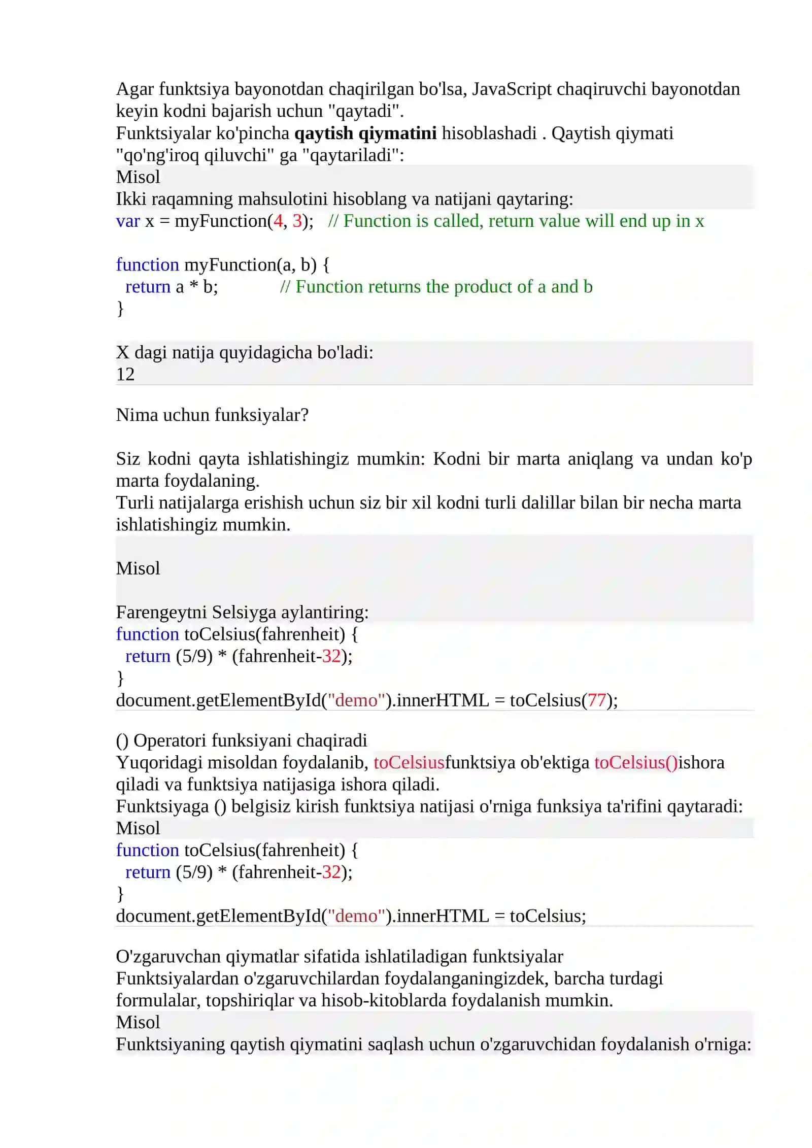 JavaScript funksiyalari 2