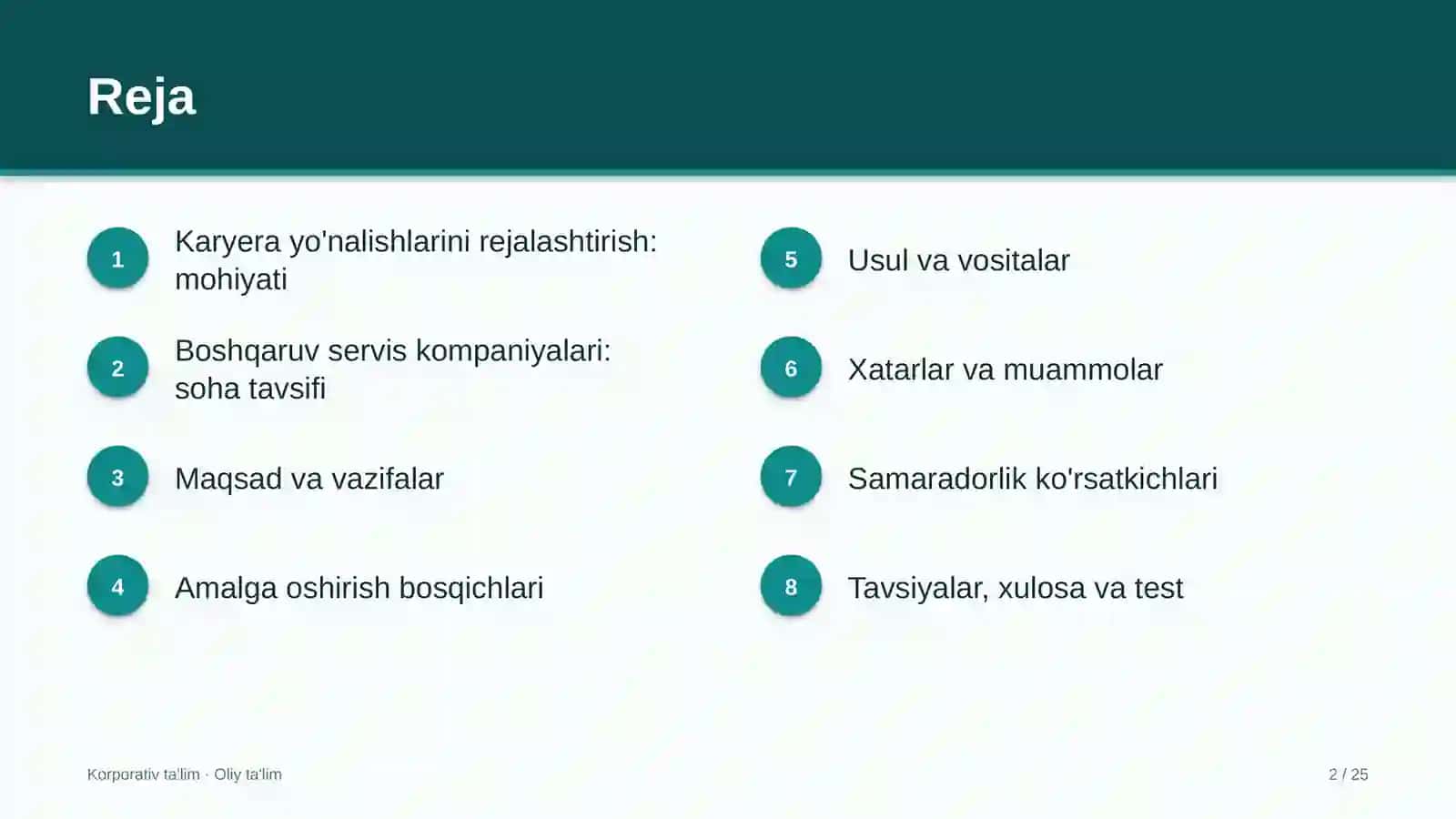boshqaruv servis kompaniyalarida karyera yo'nalishlarini rejalashtirish 1761 2
