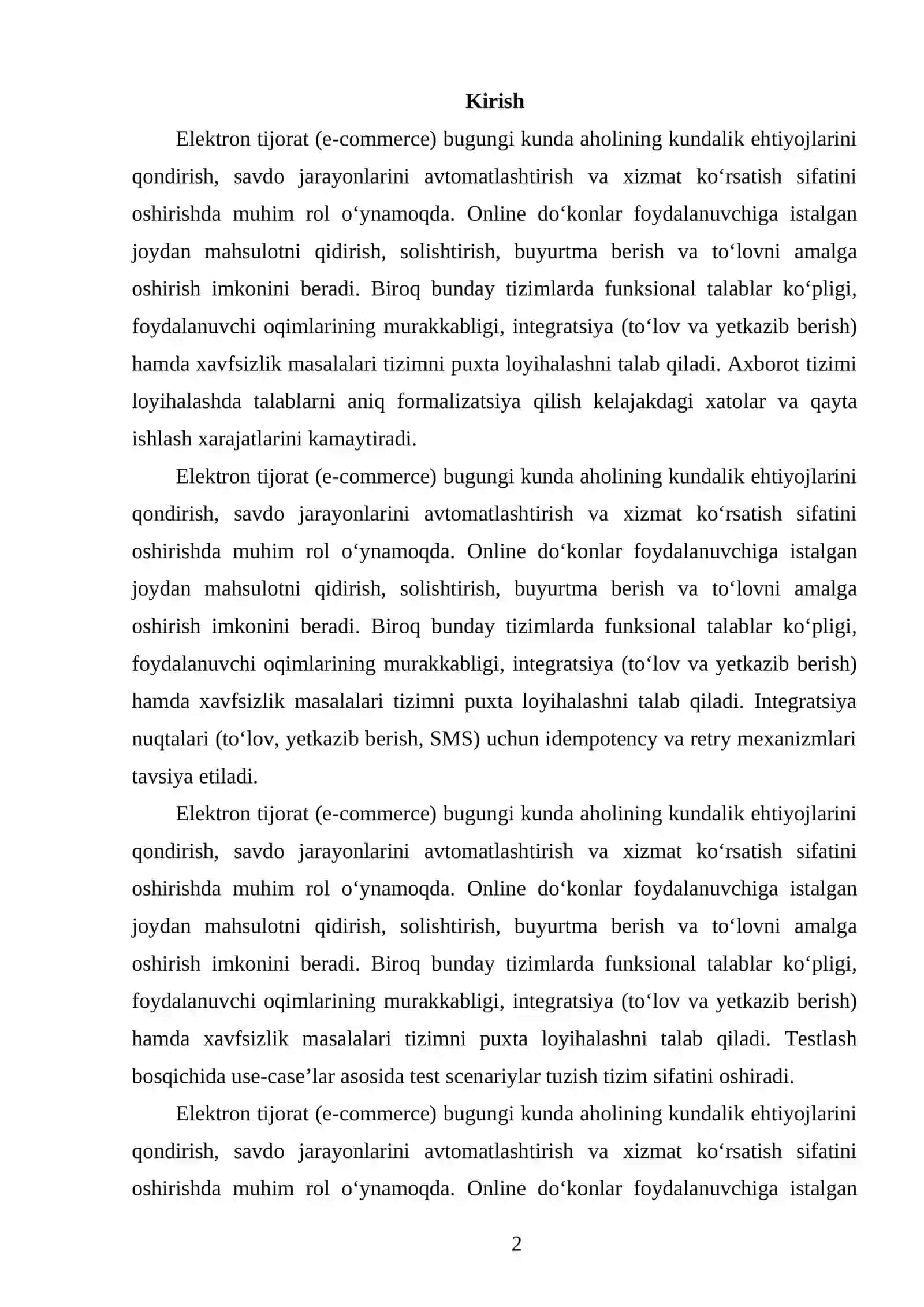 BOB. ONLINE DO‘KON AXBOROT TIZIMINI LOYIHALASHNING NAZARIY ASOSLARI 2