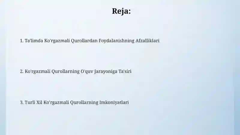 Ko'rgazmali Qurollardan foydalanish afzalliklari 2