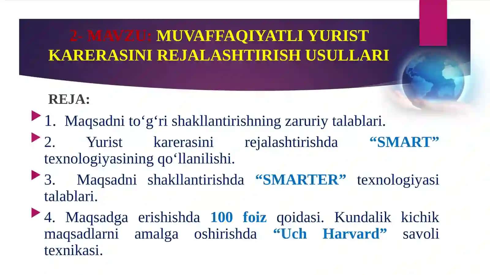 MUVAFFAQIYATLI YURIST KARERASINI REJALASHTIRISH USULLARI 2