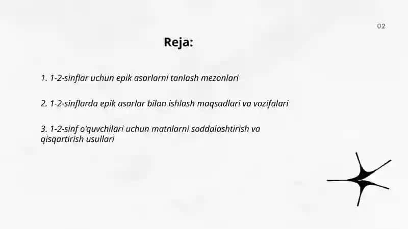 Boshlangʻich sinfda epik asarlar ustida ishlash uchun metodik tavsiyalar ishlab chiqish (1-2-sinflar kesimida) 2