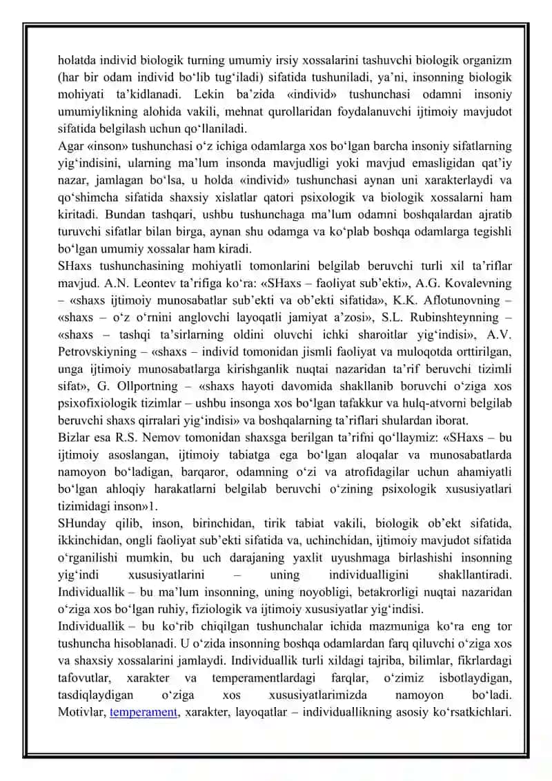 SHAXS, TEMPERAMENT, XARAKTER VA HISSIYOT 2