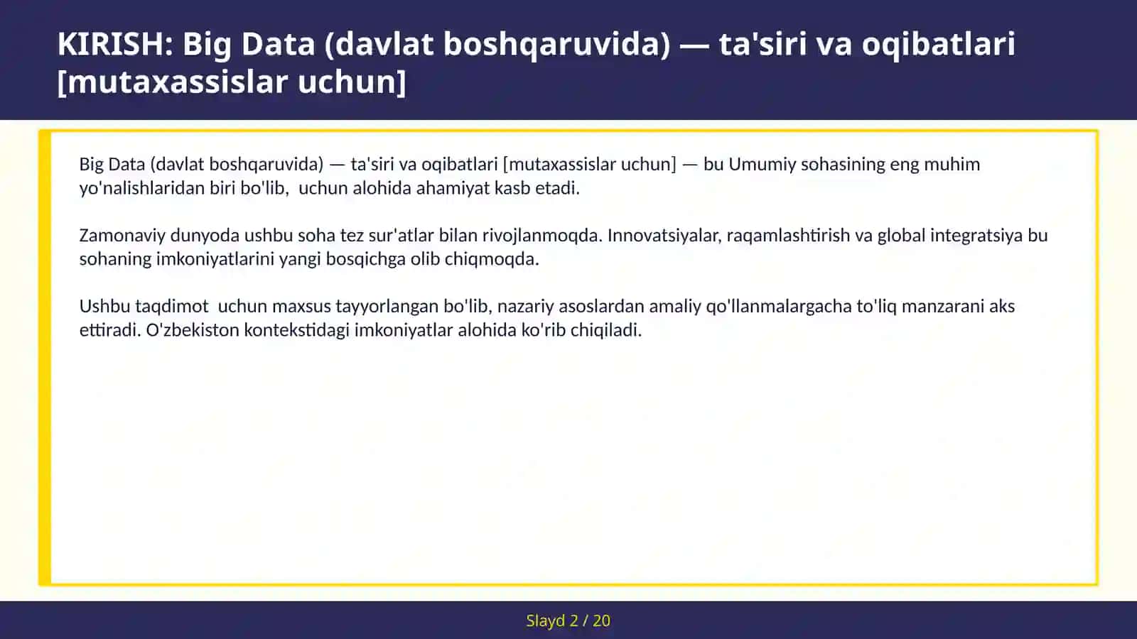 Big Data (davlat boshqaruvida) — ta'siri va oqibatlari [mutaxassislar uchun] 2