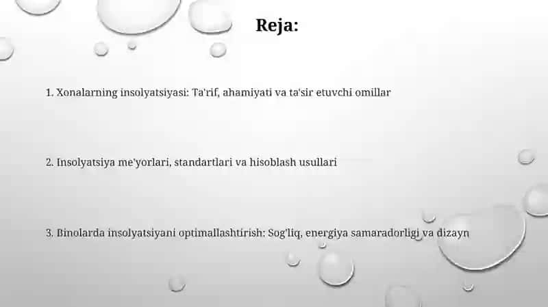 Xonalarning insolyatsiyasi haqida tushuncha, uning ahamiyati 2