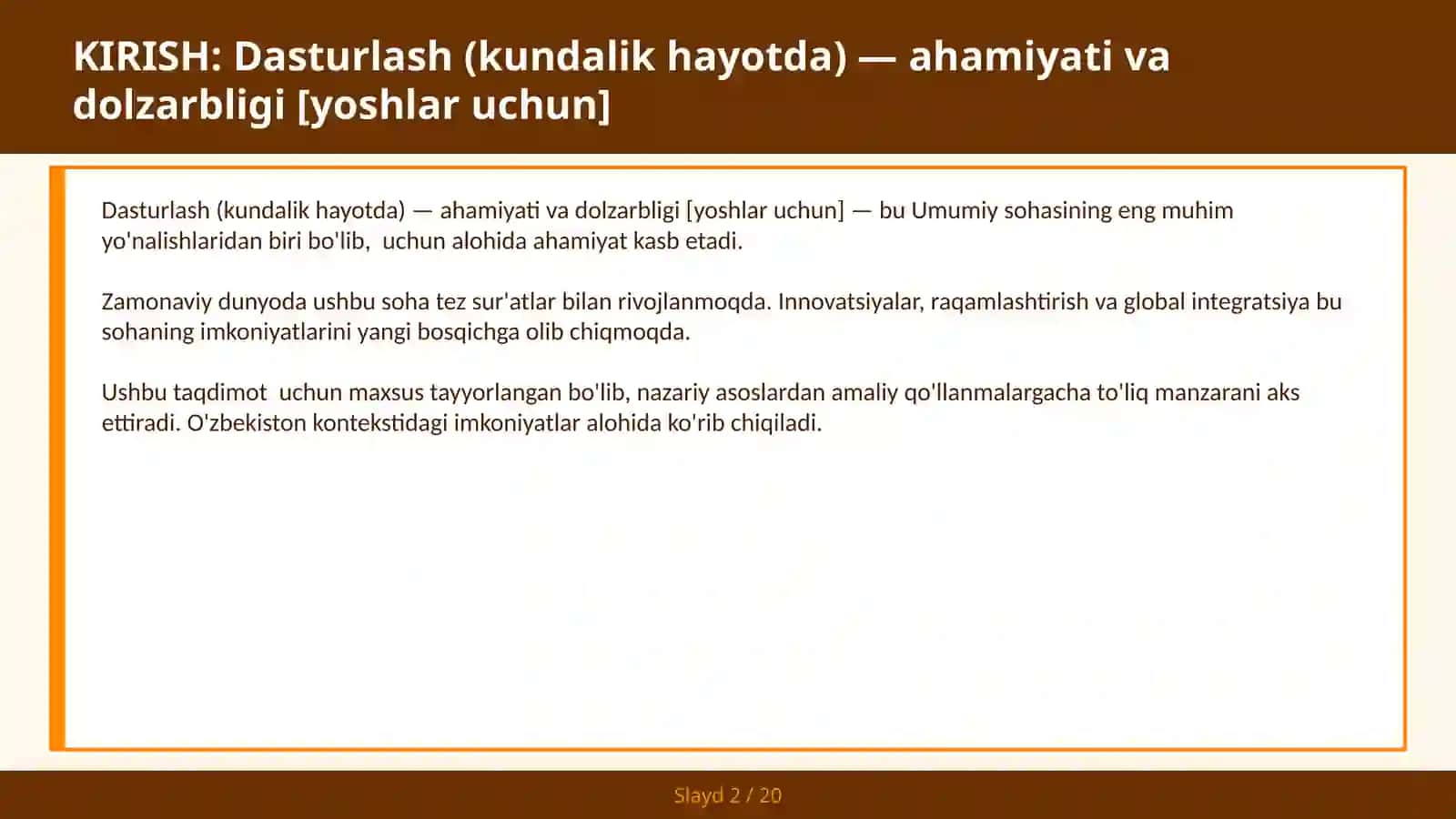Dasturlash (kundalik hayotda) — ahamiyati va dolzarbligi [yoshlar uchun] 2