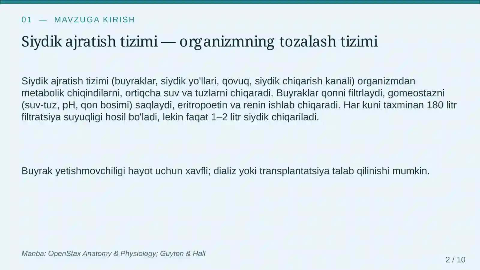 Buyrak va siydik ajratish tizimi 2