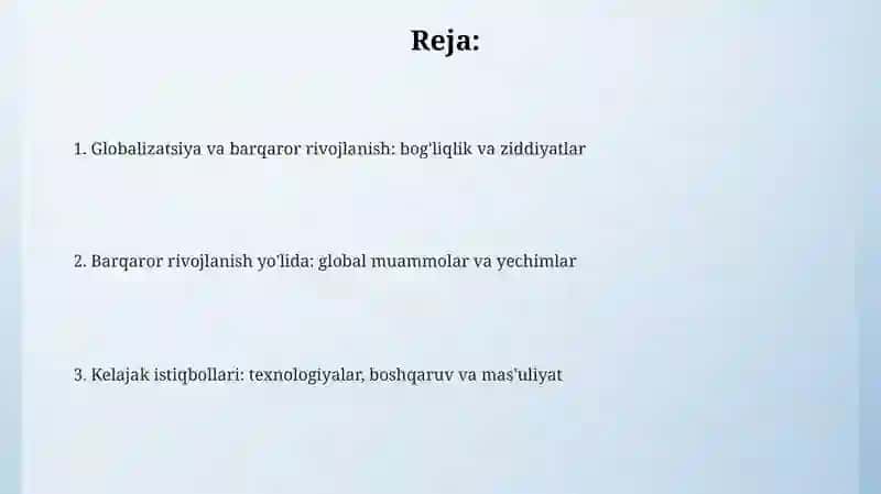 Glaballashuv va barqaror taraqqiyot falsafasi 2