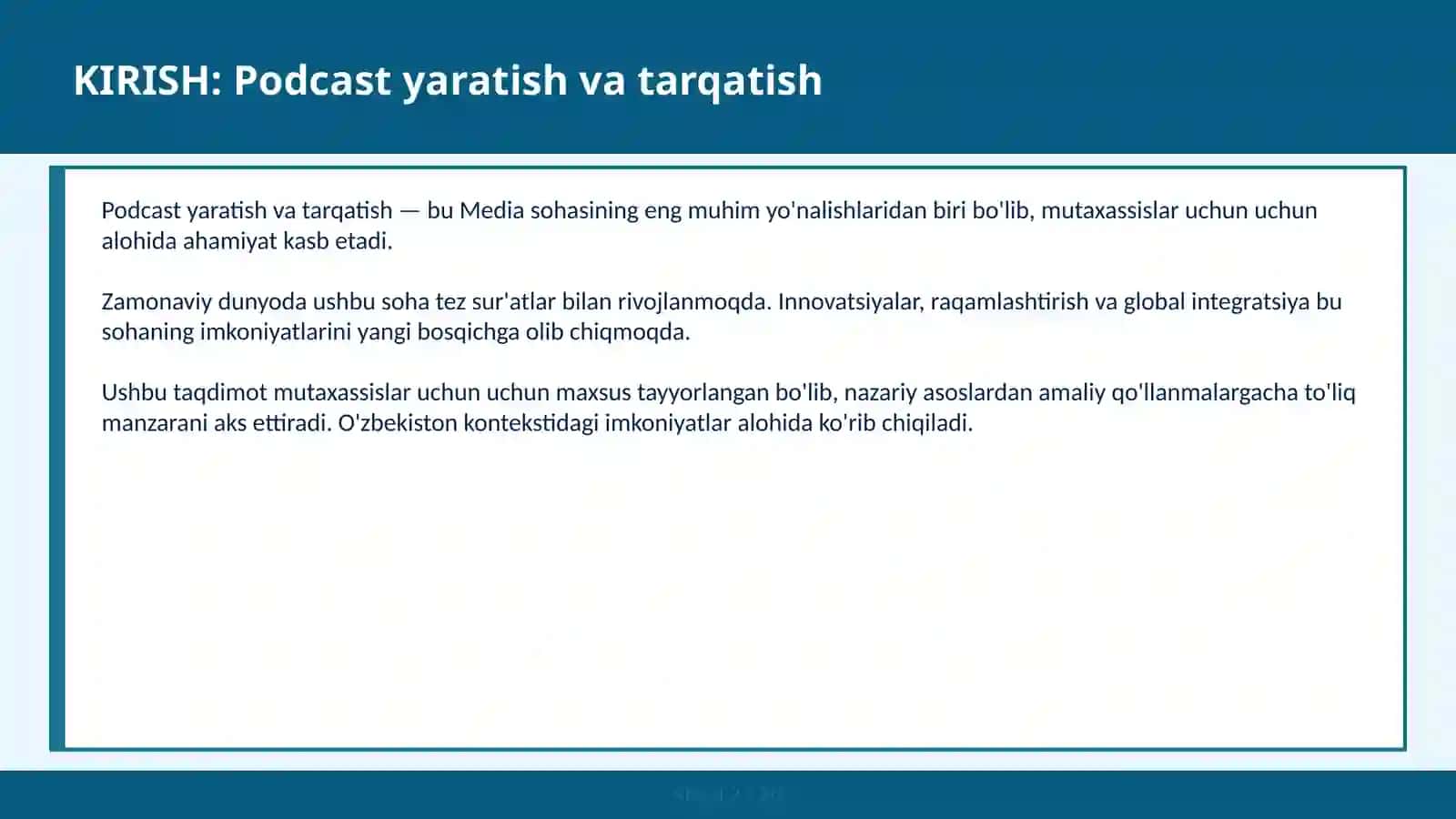 Podcast Yaratish va Tarqatish 2