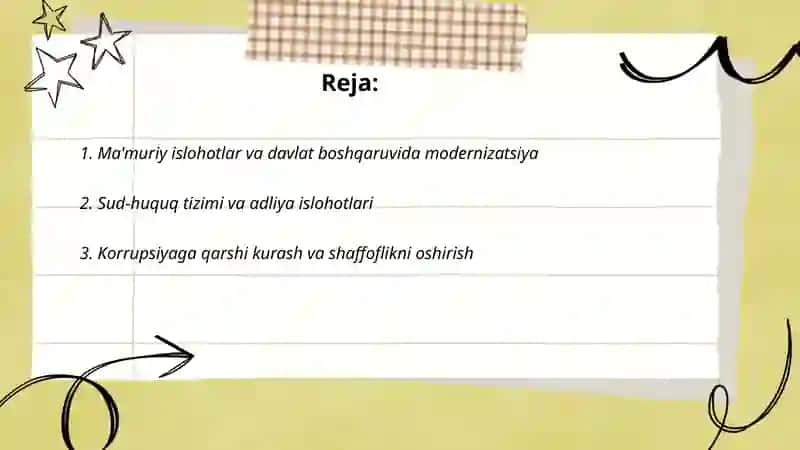 Ma'muriy islohotlar va davlat boshqaruvida modernizatsiya 2