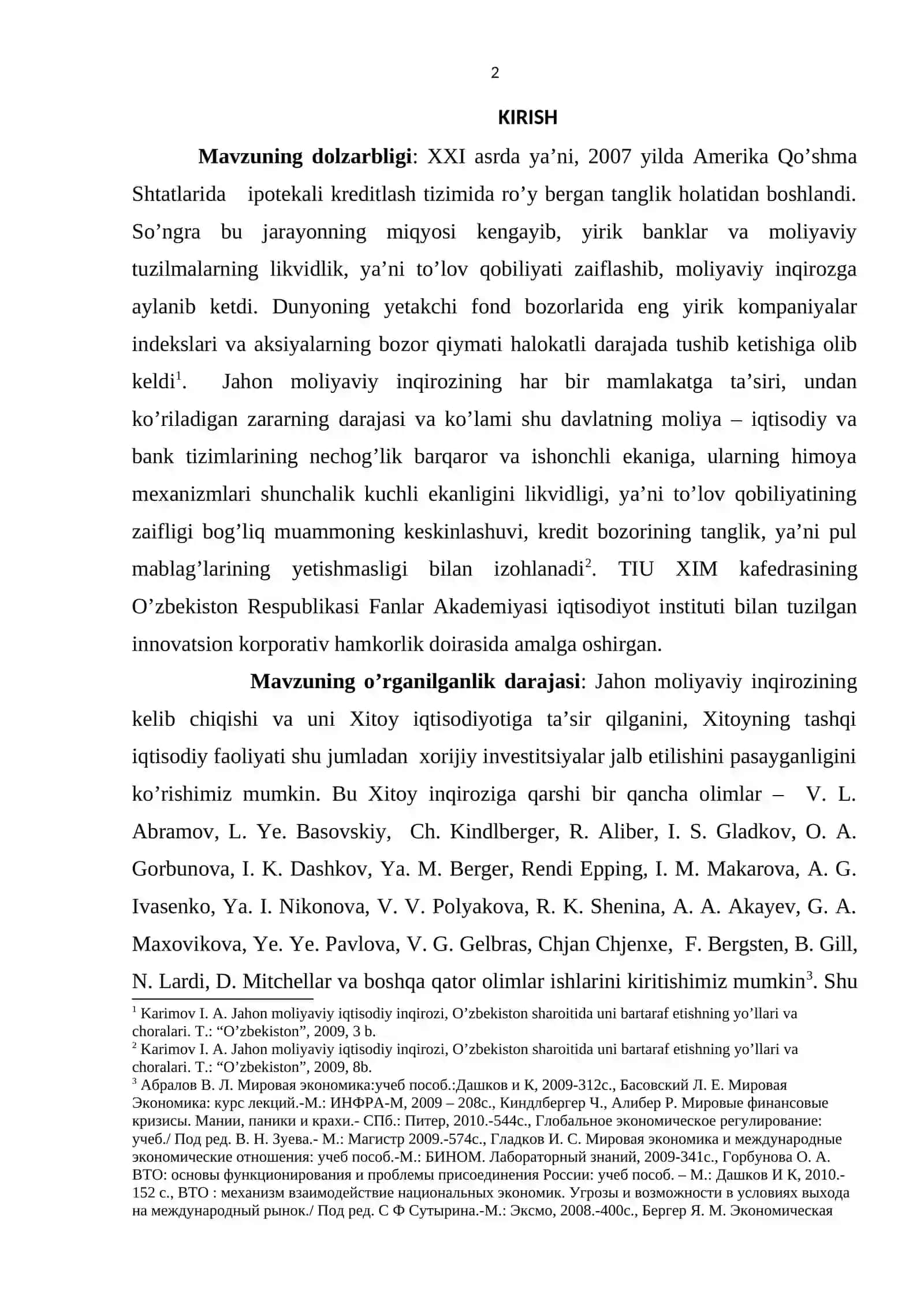 Xitoy Xalq Respublikasi iqtisodiyotining rivojlanish xususiyatlari va natijalari 2