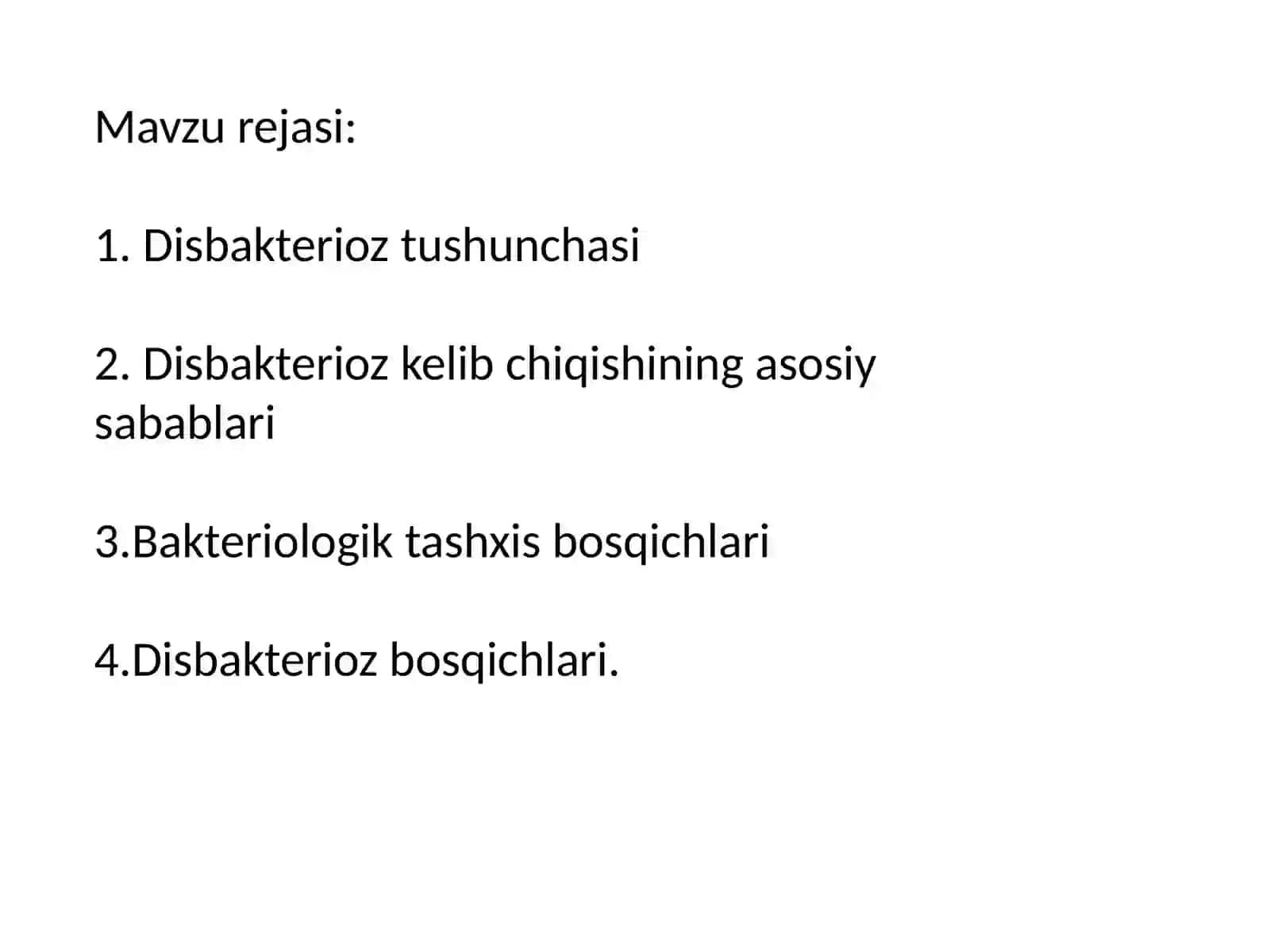 Mikrobiologiya va Immunobiologiya: Disbakterioz va tashhisi 2