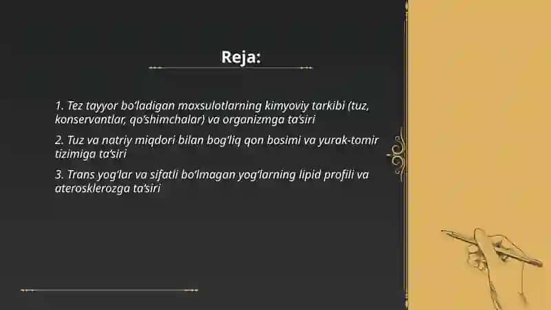 Tez tayyor bo‘ladigan maxsulotlarini organizmga ta‘siri 2