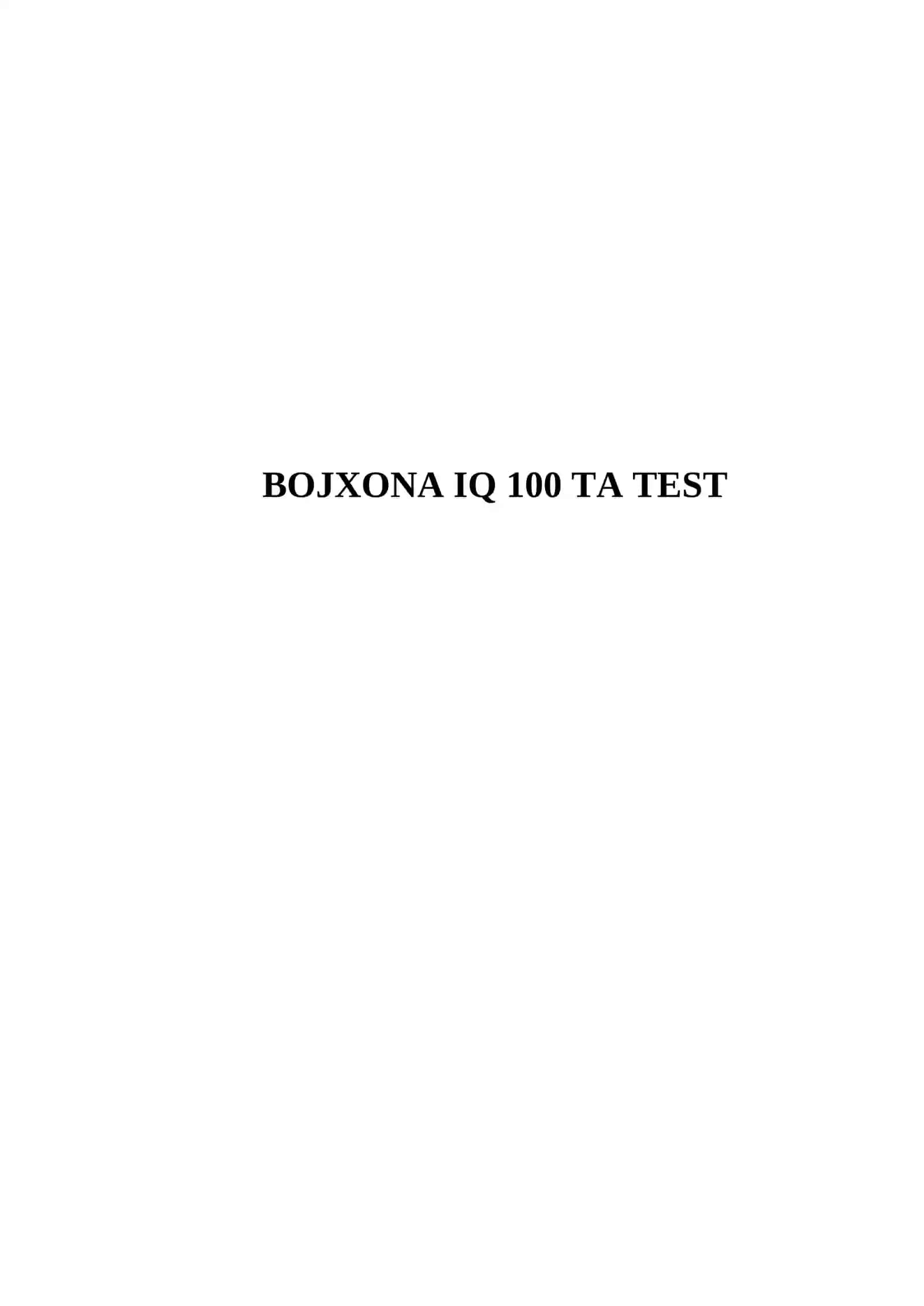 BOJXONA IQ 100 TA TEST 2