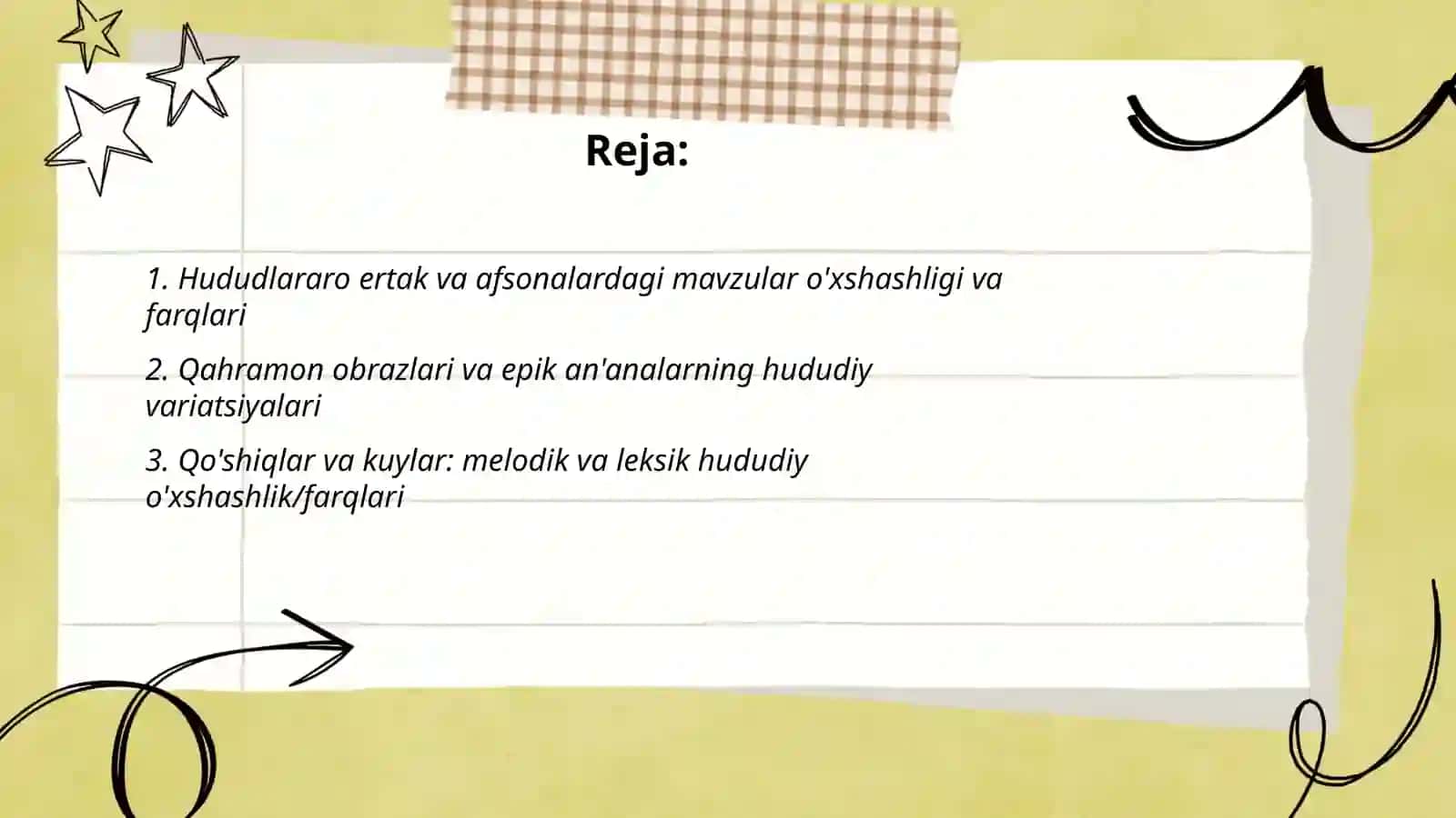 Hududlarga oid xalq o'gzaki ijodagi o'xshashlik va farqni o'rganish va tahlil qilish talaba 2